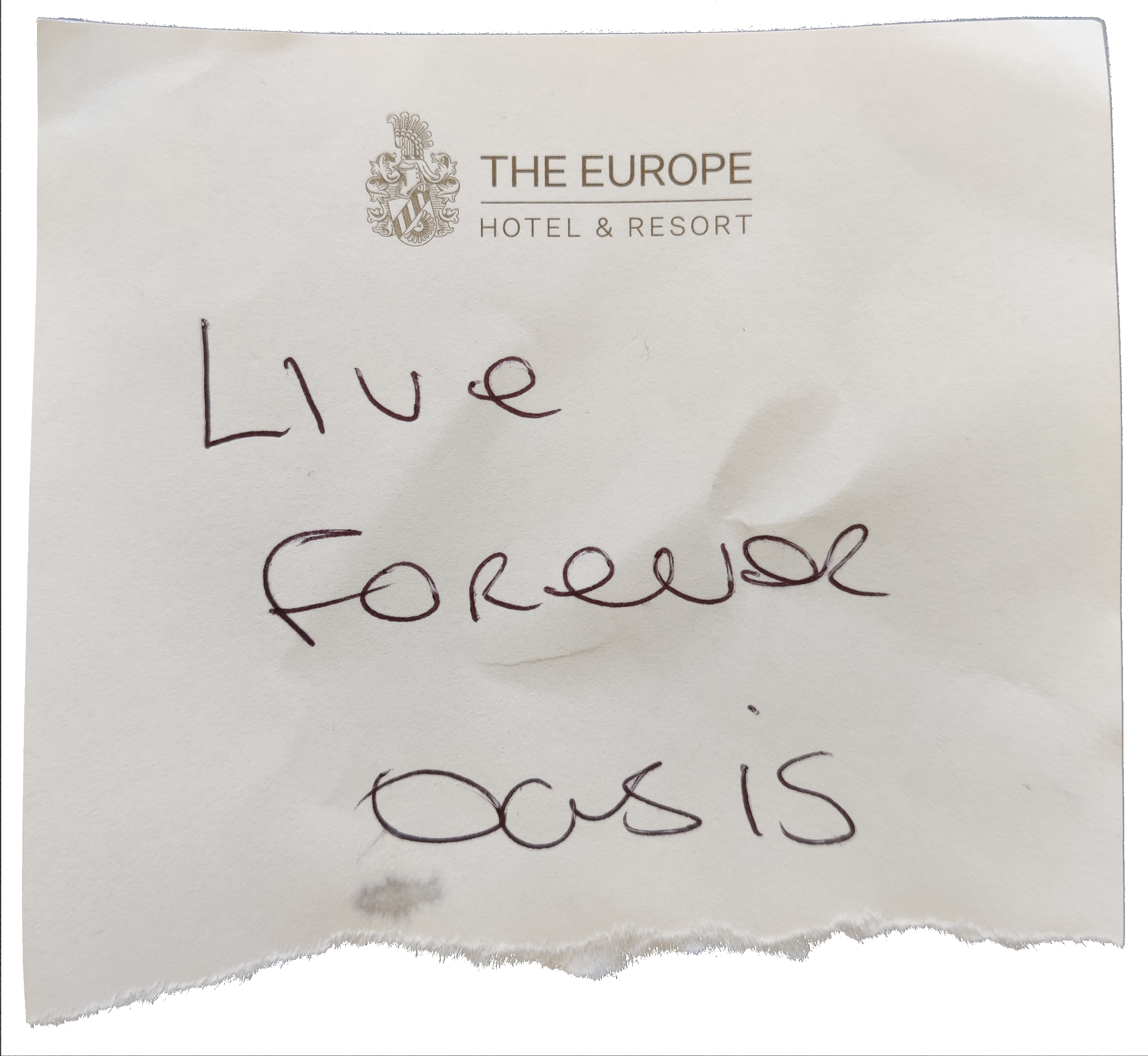 Request slip for Oasis-Live-Forever