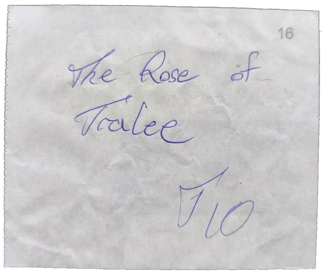 Request slip for Rose Of Tralee
